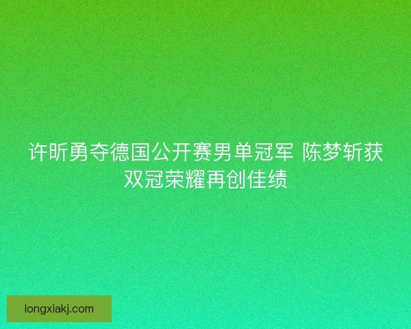 许昕勇夺德国公开赛男单冠军 陈梦斩获双冠荣耀再创佳绩